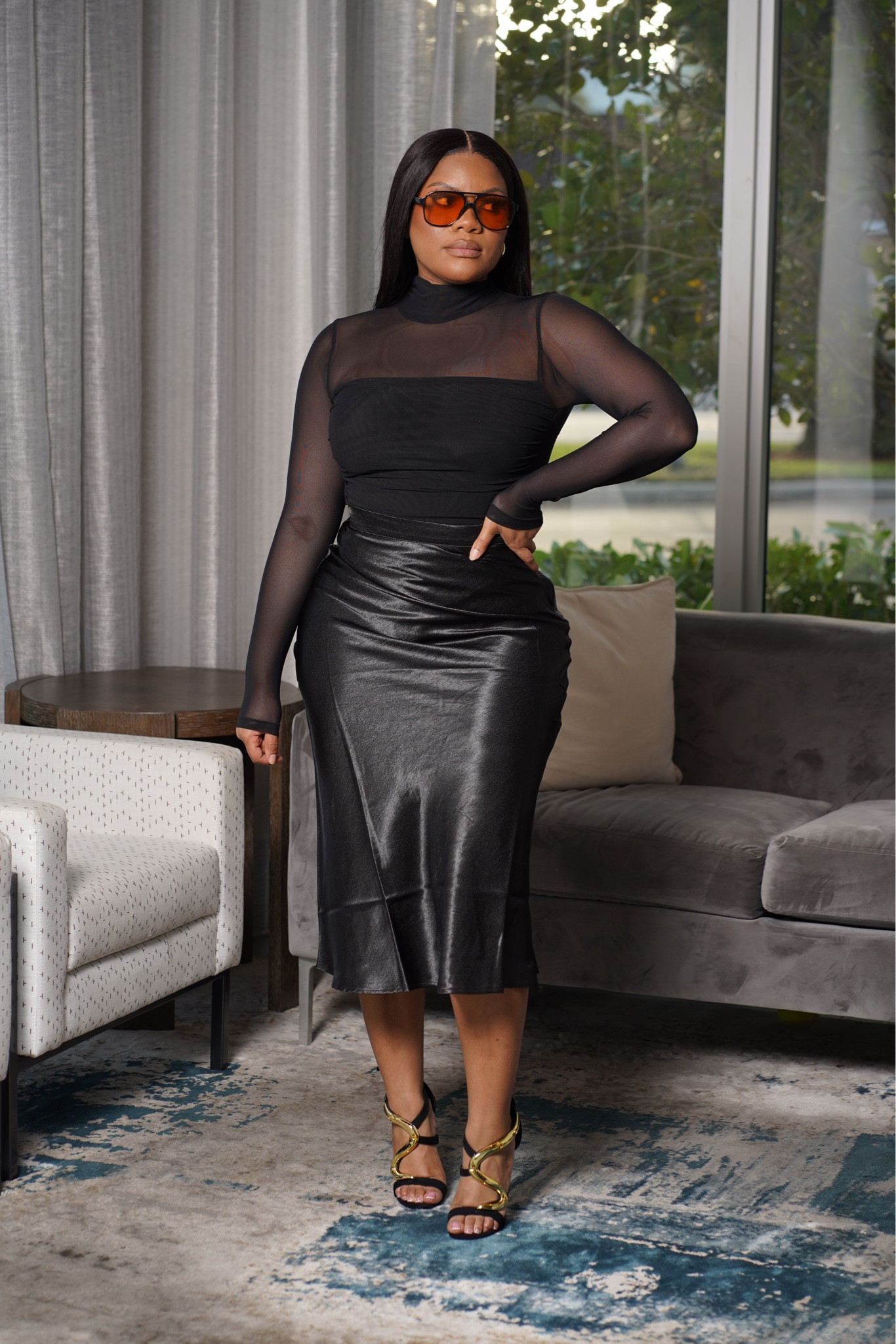 I’m wearing a medium in everything. All black outfit, black skirt, satin skirt, bodysuit, black and gold heels, black bodysuit, mesh bodysuit 

#LTKstyletip #LTKshoecrush #LTKfindsunder50