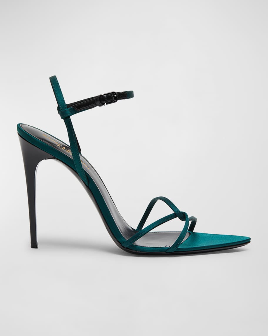 Saint Laurent Gippy Silk Ankle-Strap Sandals | Neiman Marcus