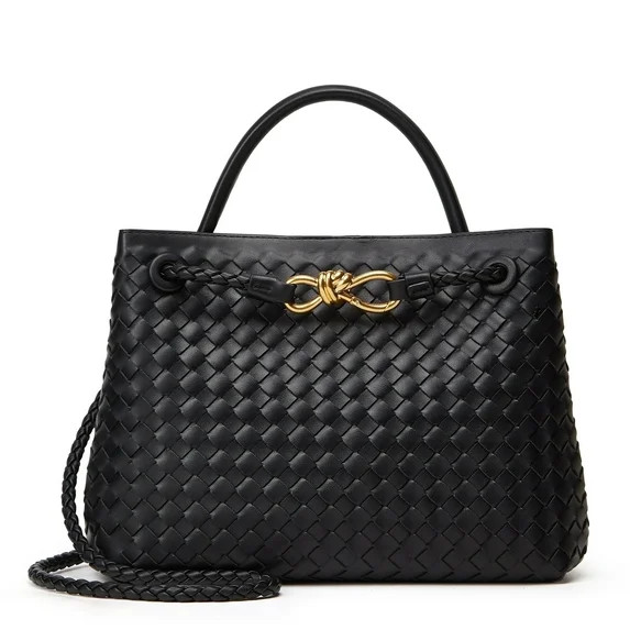 Woven Bag for Women Shoulder Purse: Vegan Leather Handbag - Handmade Tote Bag - Elegant Satchel B... | Walmart (US)