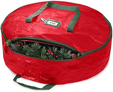 ZOBER Christmas Wreath Storage Container 24 Inch - Wreath Bag for Artificial Wreaths Box - Dual Z... | Amazon (US)