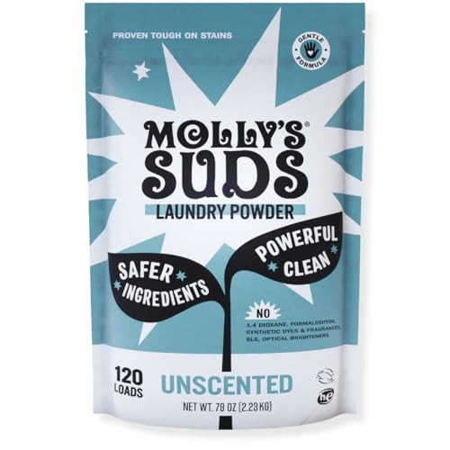 Molly's Suds Original Laundry Detergent Powder | Clean Laundry Detergent Powder for Sensitive Skin | Simple, Effective Ingredients, Stain Fighting | 120 Loads (Unscented) | Amazon (US)