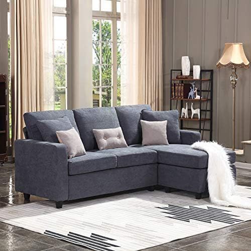 HONBAY Convertible Sectional Sofa Couch, L-Shaped Couch with Modern Linen Fabric for Small Space ... | Amazon (US)