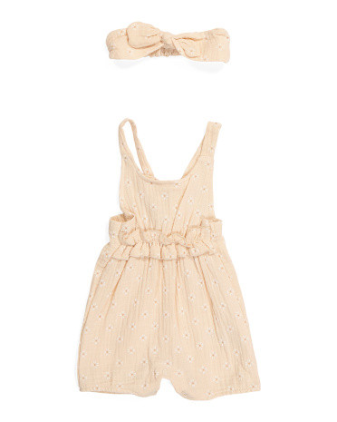 Newborn Girl Floral Gauze Romper And Headband | TJ Maxx