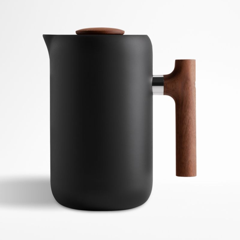 Fellow Clara Matte Black French Press with Walnut Handle + Reviews | Crate & Barrel | Crate & Barrel