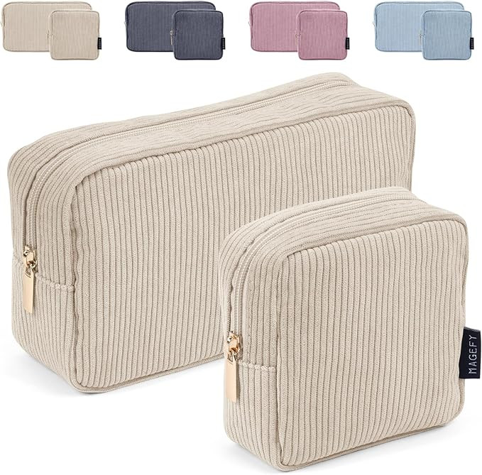 MAGEFY Small Makeup Bag for Purse Mini Cosmetics Bag Corduroy Cute Cosmetic Pouch for Women with ... | Amazon (US)