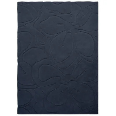 Floral Handmade Tufted Wool Area Rug in Dark Blue | Wayfair North America