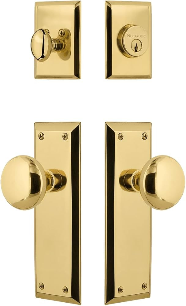 Nostalgic Warehouse New York Entry Set with New York Knob in Unlacquered Brass-2 3/8" Backset-Uni... | Amazon (US)