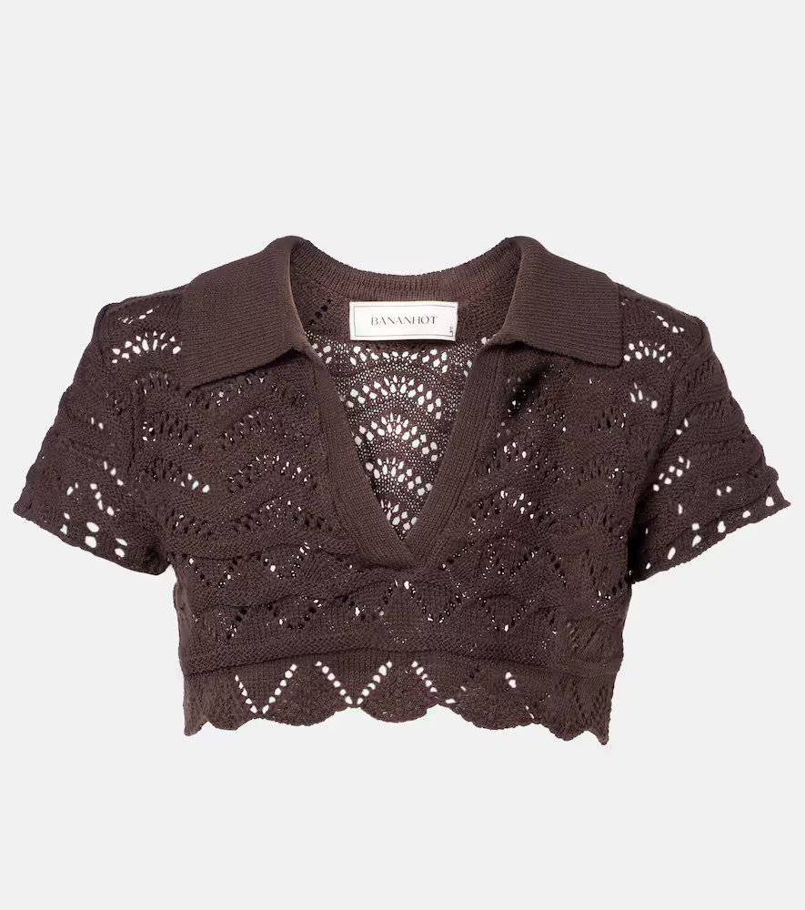 Bananhot Coco open-knit cotton-blend crop top | Mytheresa (US/CA)