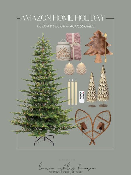 Amazon holiday decor, accessories, and greenery! This tree is very affordable, and has a ton of great reviews! I love these little pinecone candles, and these battery operated candle sticks are perfect for creating that cozy vibe! 

#LTKstyletip #LTKHoliday #LTKhome