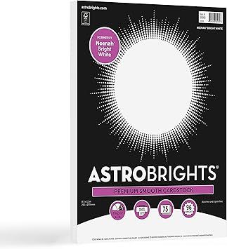 Astrobrights/Neenah Bright White Cardstock, 8.5" x 11", 65 lb/176 gsm, White, 75 Sheets (90905-02... | Amazon (US)