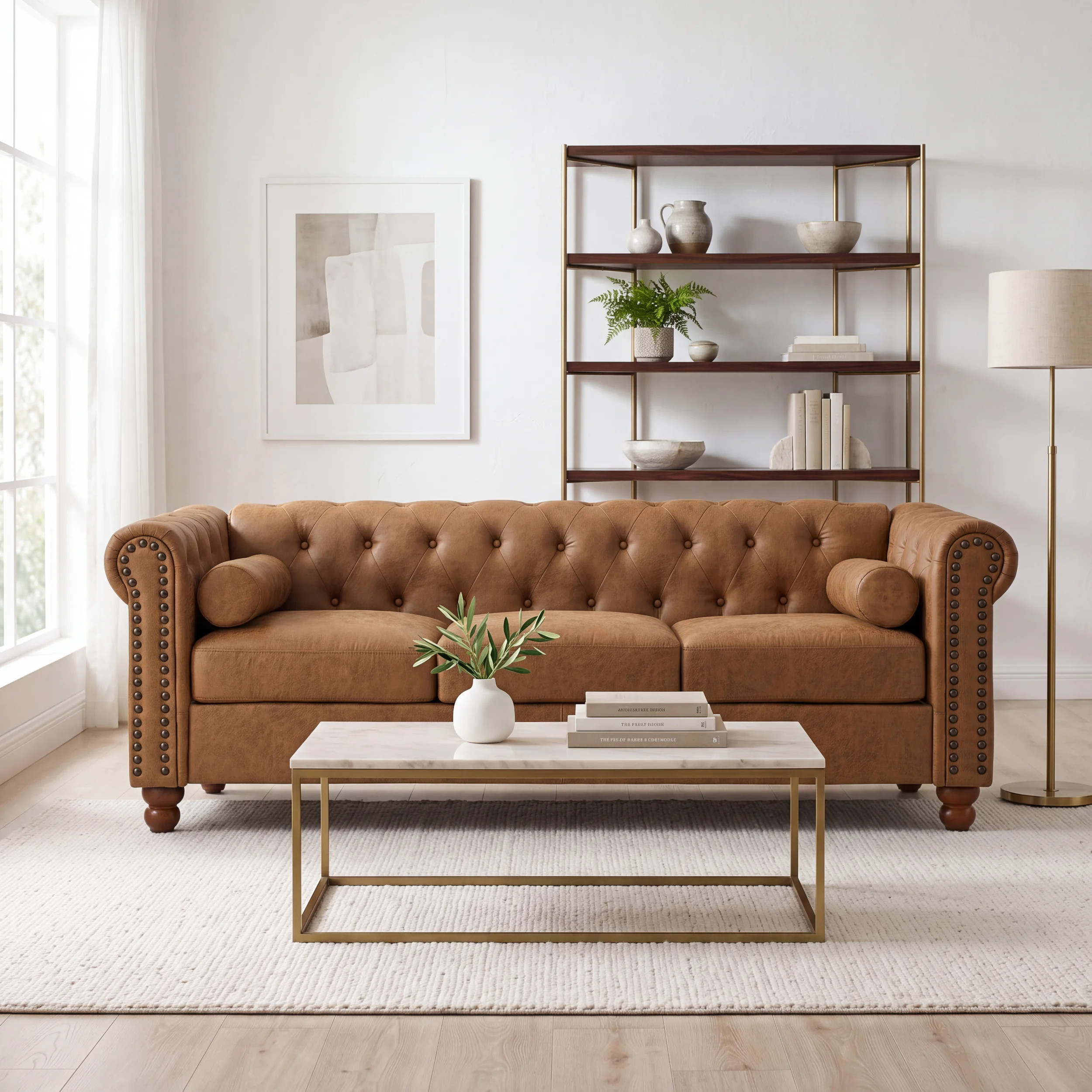 Jhosep 3 Piece Faux Leather Chesterfield Living Room Set | Wayfair North America
