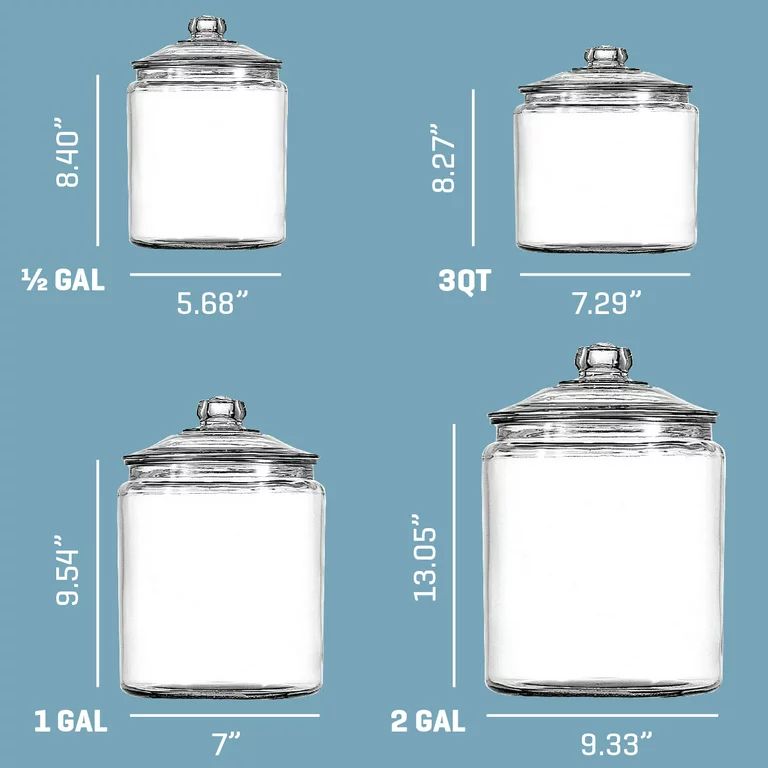 Anchor Hocking Glass 1/2 Gallon Glass Heritage Hill Jar with Lid, 2 Piece | Walmart (US)