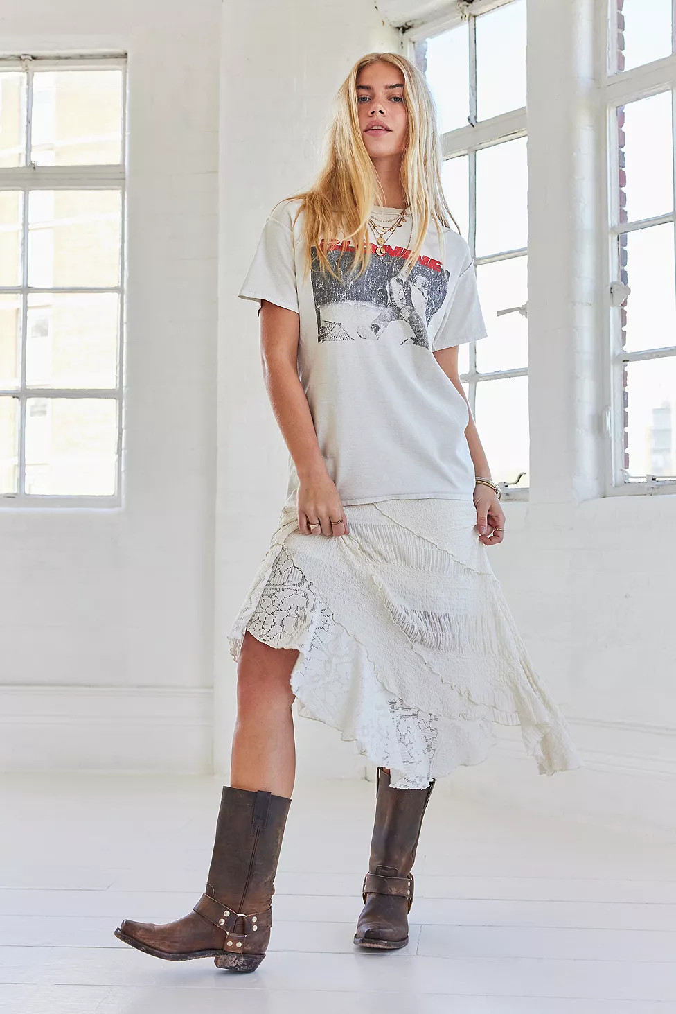 UO Asymmetrical Textured Prairie Midi Skirt | Urban Outfitters (EU)