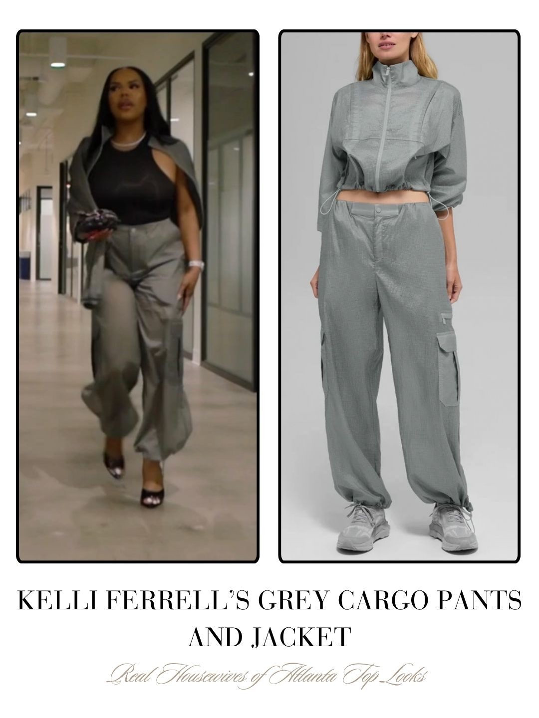 Kelli Ferrell’s Grey Cargo Pants and Jacket