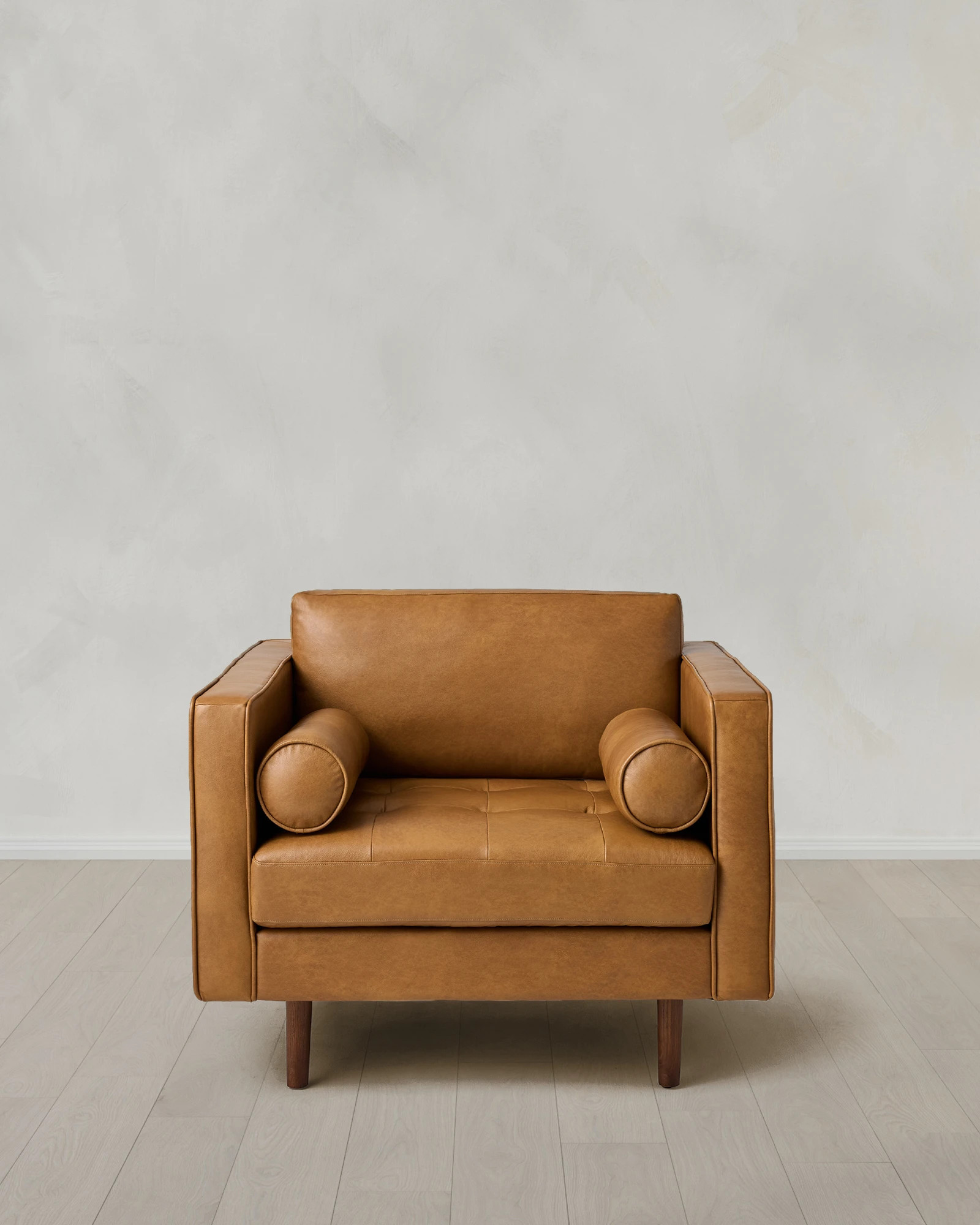 Quince | Italian Leather Midcentury Accent Chair in Chestnut | Quince