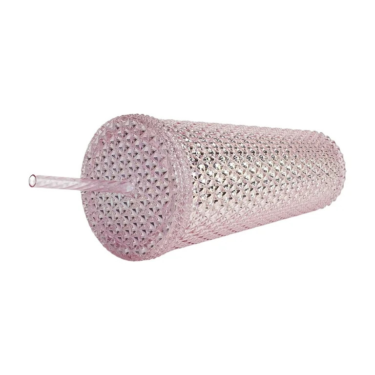 Mainstays 26-Ounce Capacity Plastic Double Wall Insulated Iridescent Textured Tumbler, Pink | Walmart (US)