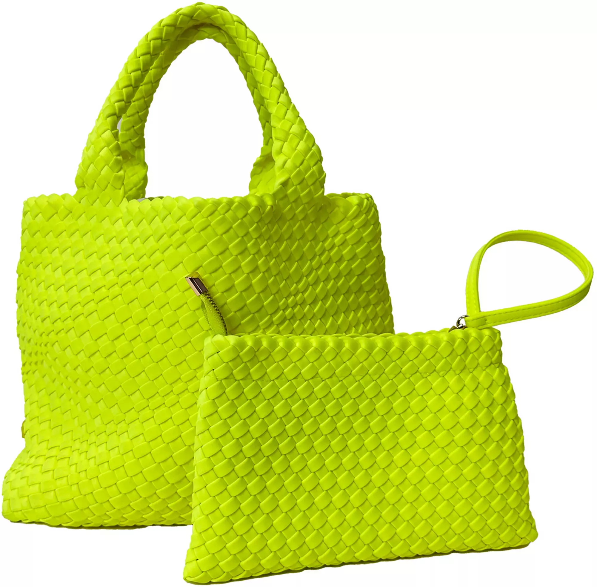 Lilly Chartreuse | Woven Neoprene Tote