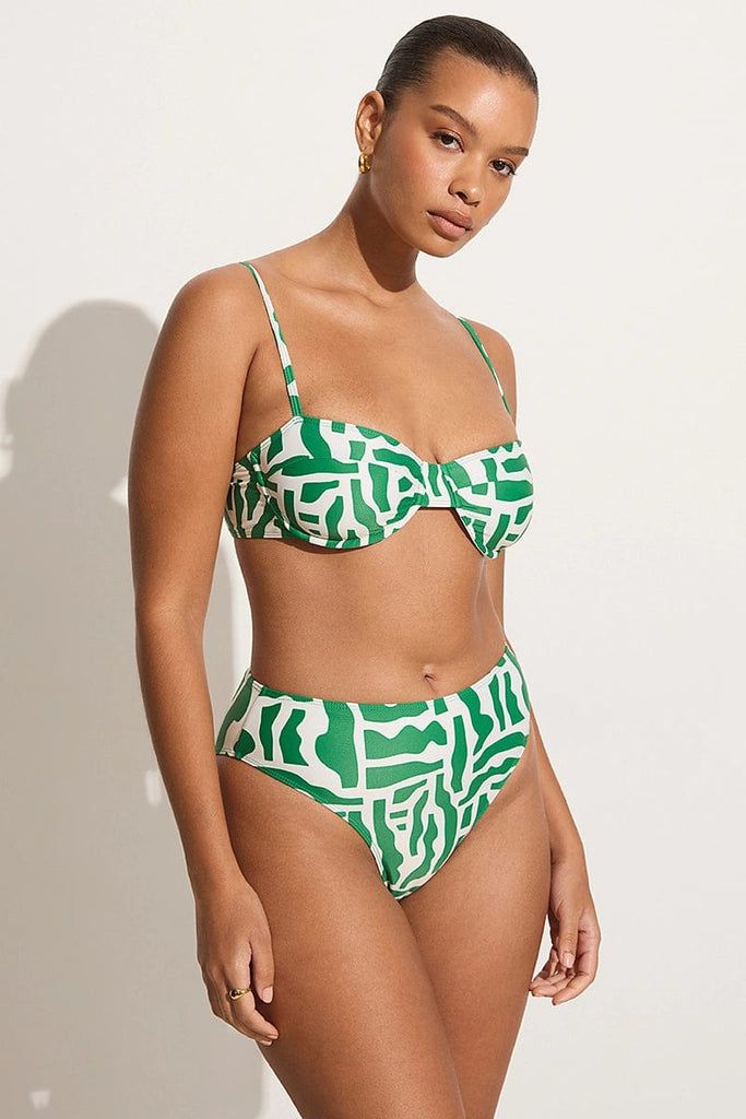 Farrah Bikini Top Tulli Print Green | Faithfull (AU)