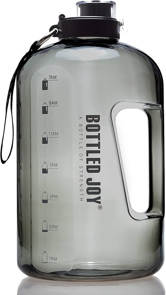 1 Gallon Water Jug with Flip-top Lid and Handle Strap, Leak-proof BPA Free Reusable Time Marker R... | Amazon (US)