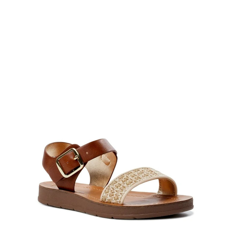 Wonder Nation Little & Big Girls 2 Strap Sandal, Sizes 13-5 | Walmart (US)