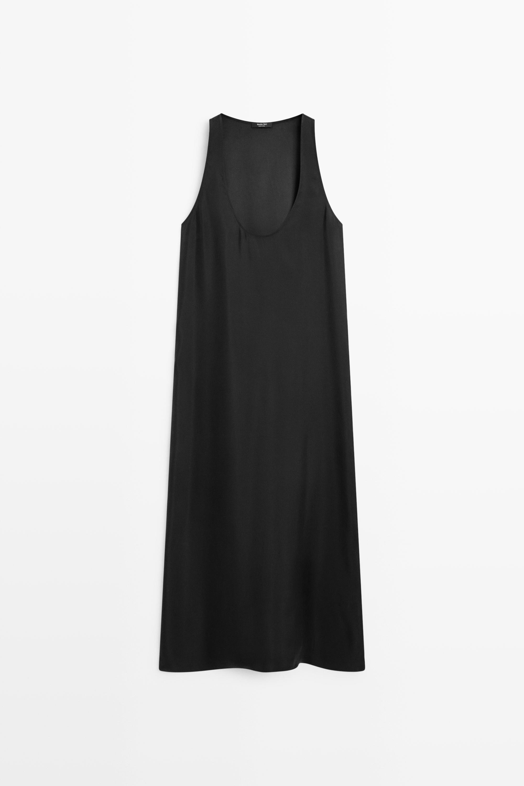 Flowing midi dress with round neckline | Massimo Dutti US