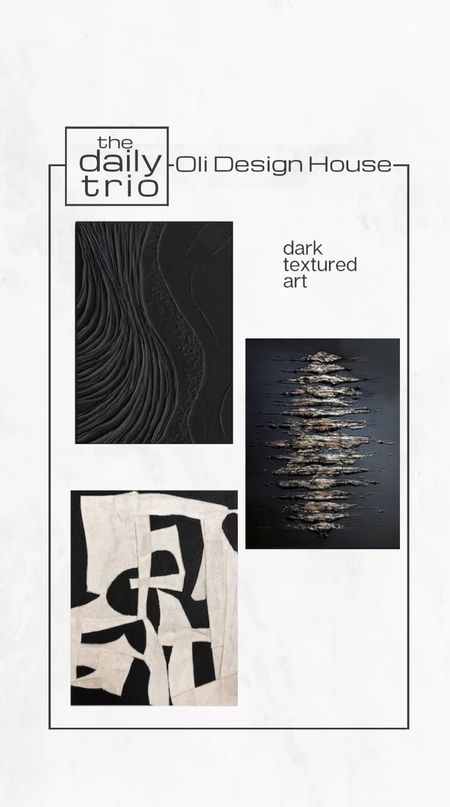 The daily trio

Dark textured wall art

Black textured art, wabi sabi art, moody art, modern organic home

#LTKFind #LTKstyletip #LTKhome