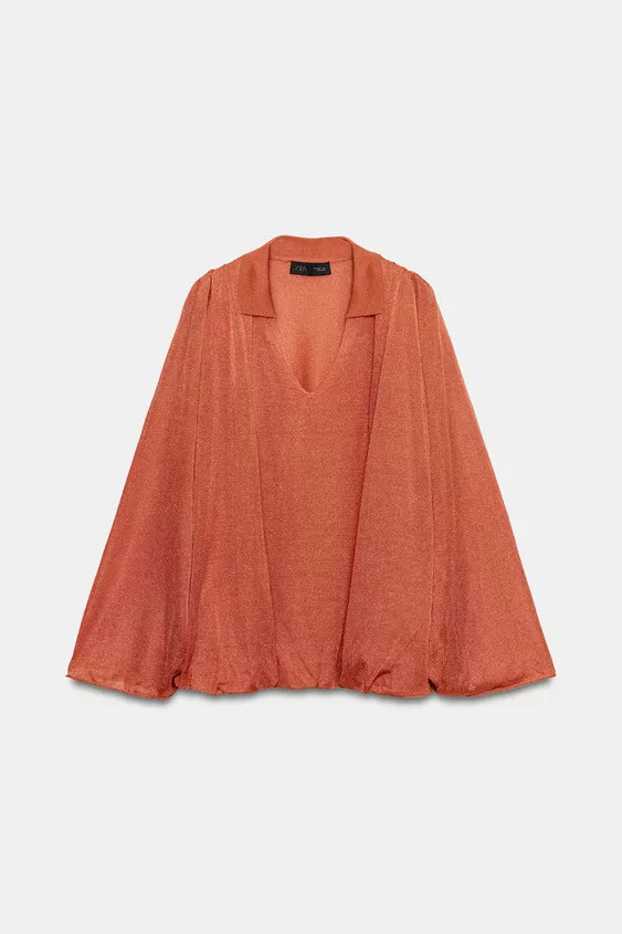 KNIT POLO COLLAR TOP | Zara US