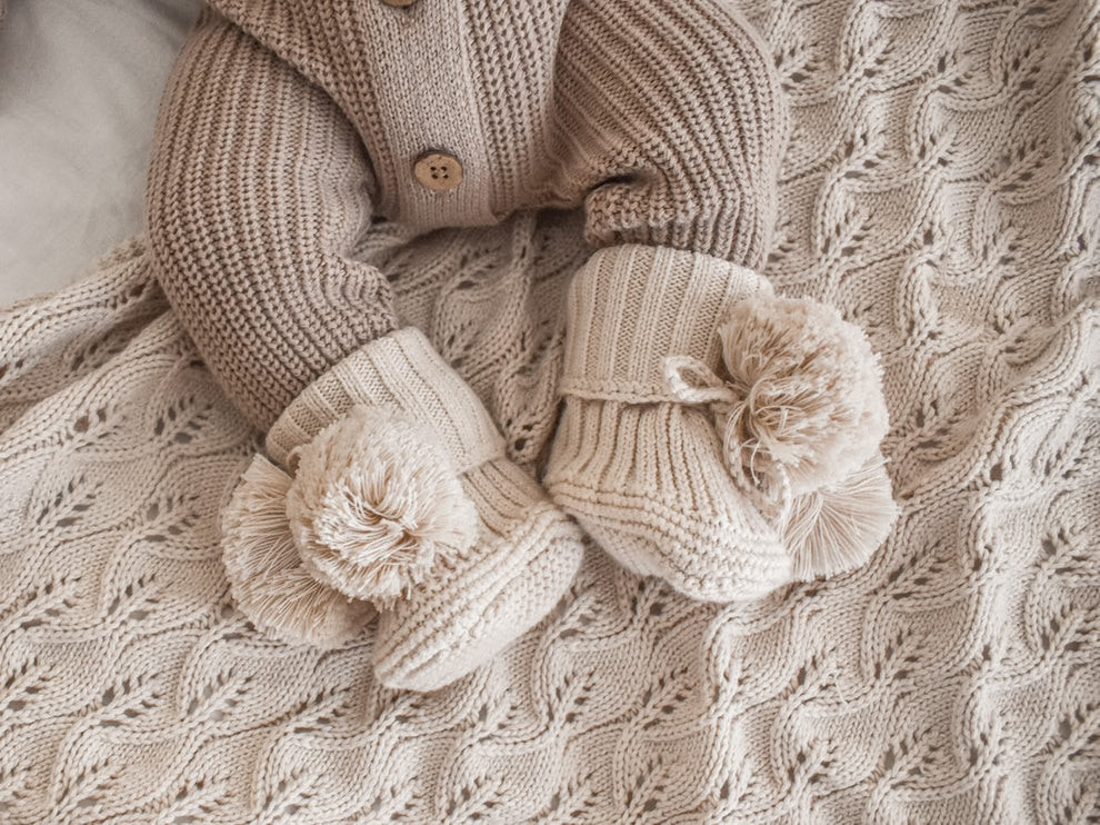 Little B's Pom Booties - Honey Milk | Luna + Luca