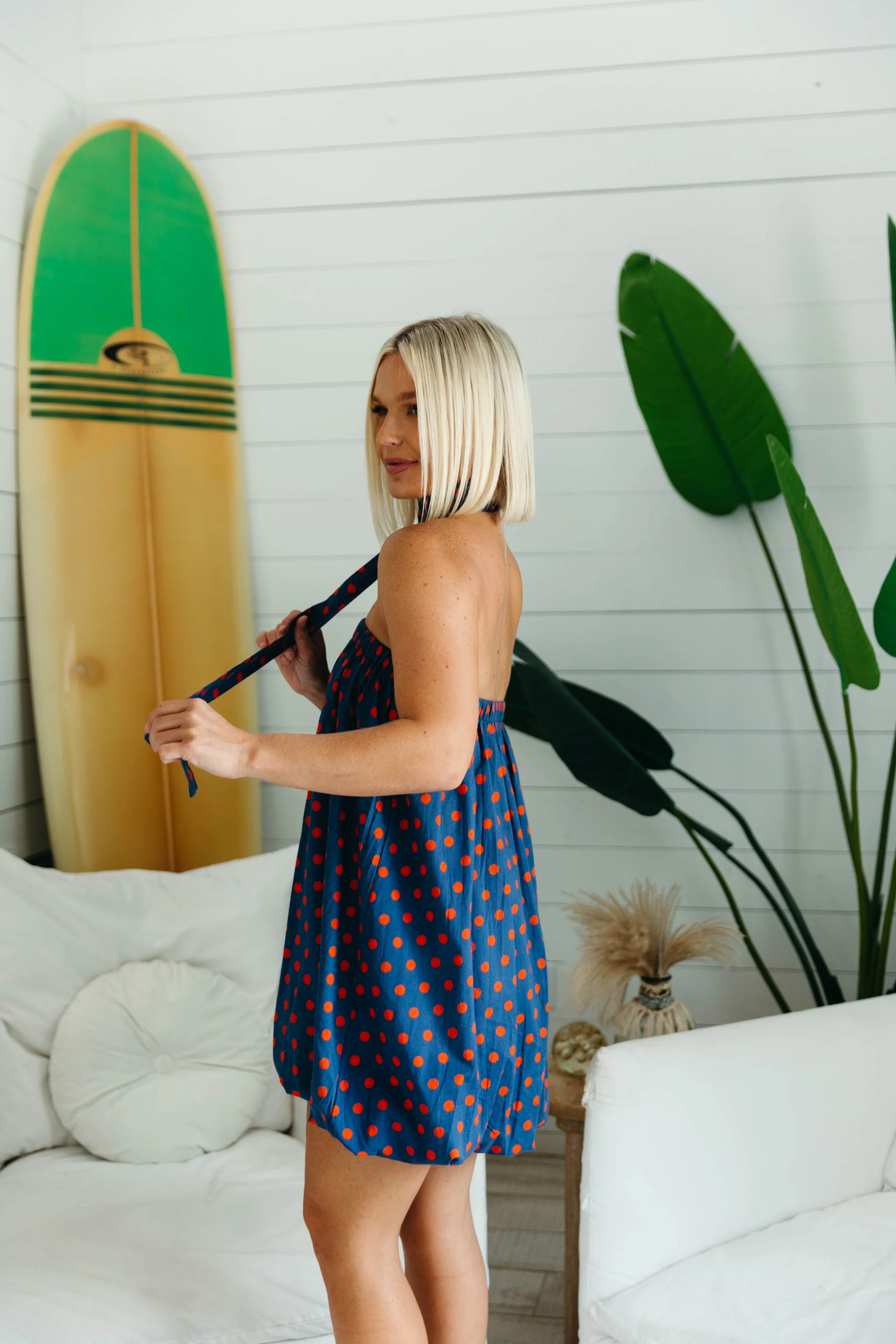 Marcy Mini Dress - Navy/Orange | Triple Threads