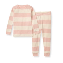 Rugby Stripe Organic Cotton Pajamas - Pink Sand | Burts Bees Baby