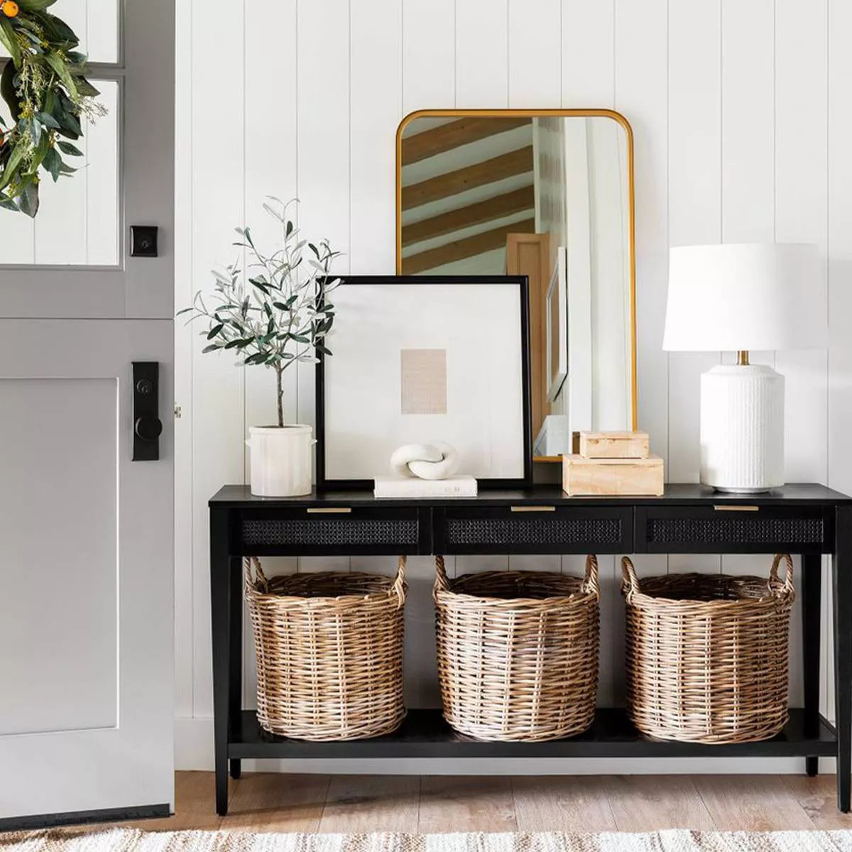 East Bluff Woven Drawer Console Table Black - Threshold™ designed with Studio McGee | Target