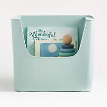 Large Mint Metal Stacking Storage Bin | Crate and Barrel | Crate & Barrel
