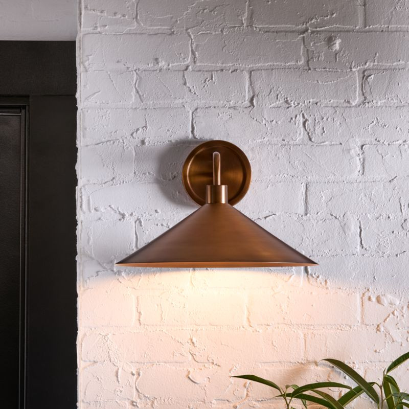 Andre Large Brass Indoor/Outdoor Wall Sconce Light + Reviews | Crate & Barrel | Crate & Barrel