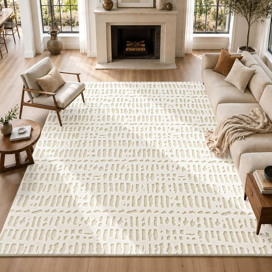 Yamaziot Washable 8x10 Area Rugs for Living Room Non Slip Ivory Beige | Amazon (US)
