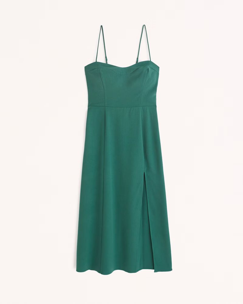 Women's Luxe Crepe High-Slit Midi Dress | Women's Dresses & Jumpsuits | Abercrombie.com | Abercrombie & Fitch (US)