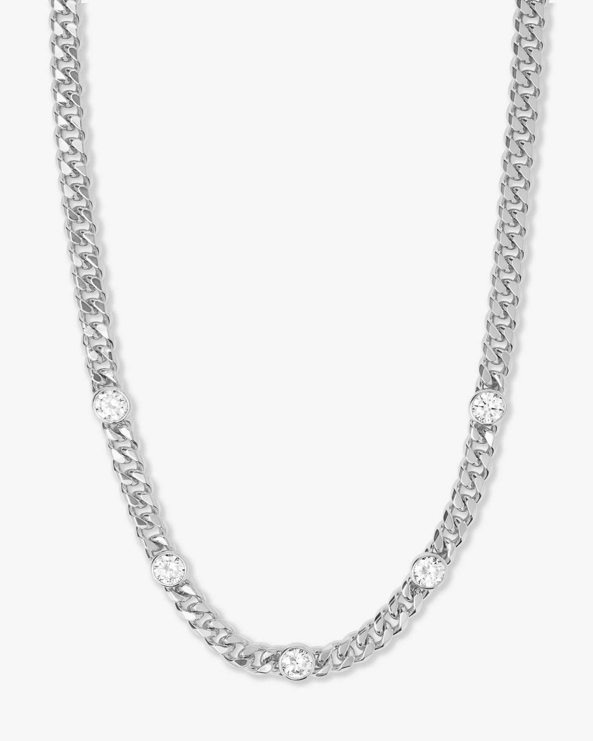 Julian 5 Diamond Necklace - Silver|White Diamondettes | Melinda Maria Jewelry