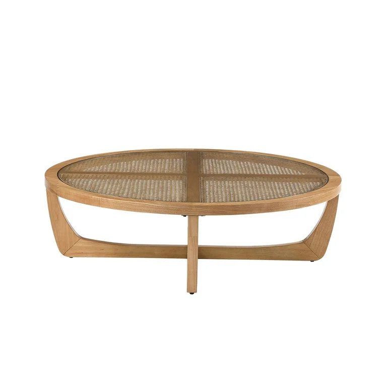 Beautiful Rattan & Glass Coffee Table with Solid Wood Frame by Drew Barrymore - Walmart.com | Walmart (US)