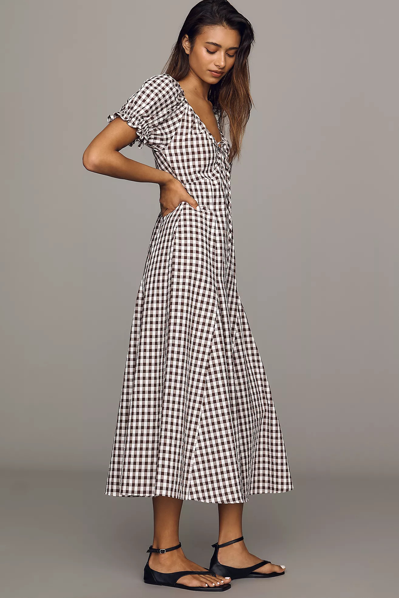 Maeve Puff Sleeve Midi Dress | Anthropologie (US)