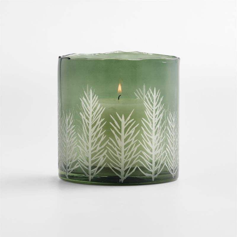 Green Etched Pine Small Hurricane | Crate & Barrel