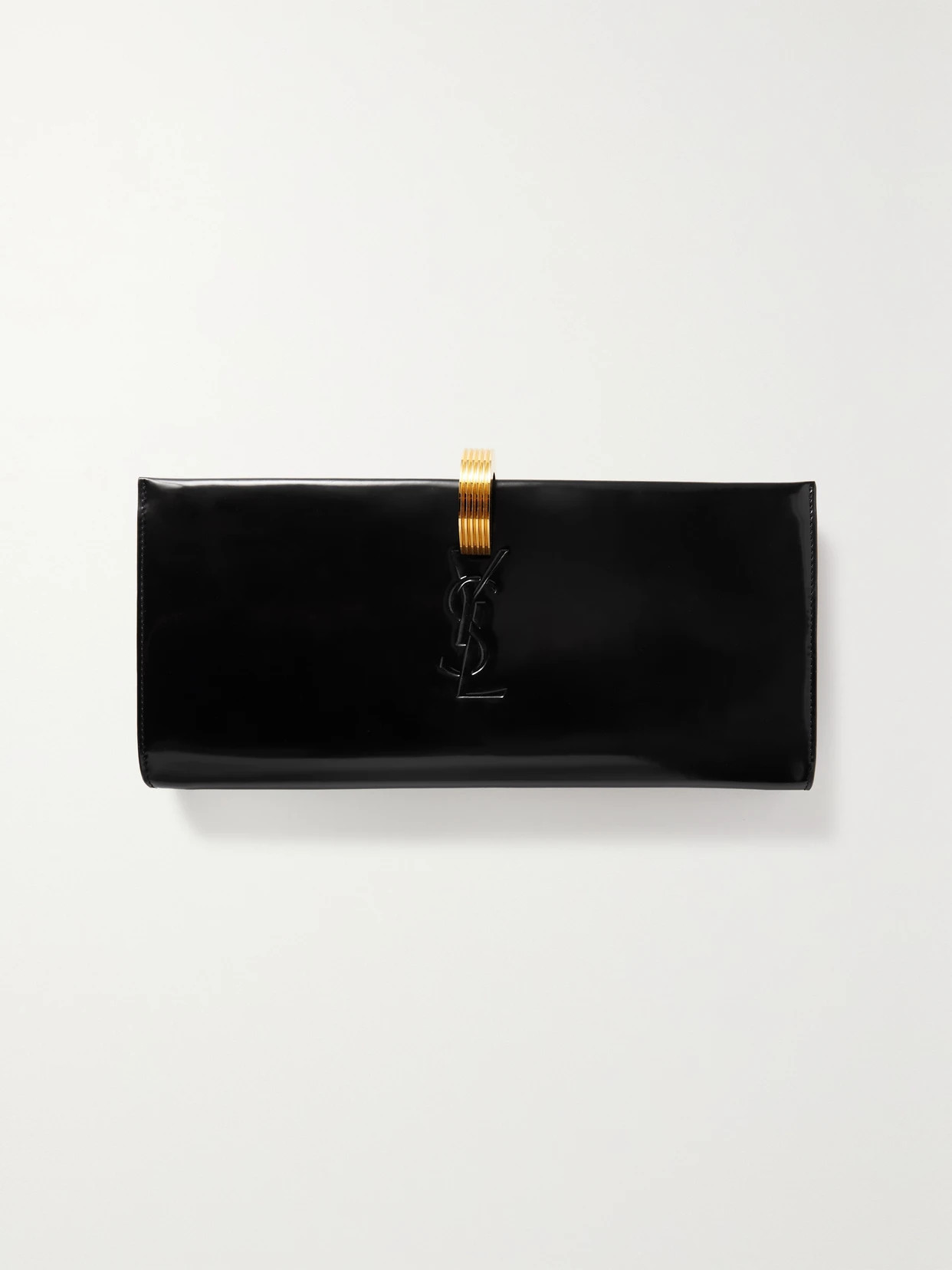 SAINT LAURENT - Daria Patent-leather Clutch - Black | NET-A-PORTER (UK & EU)