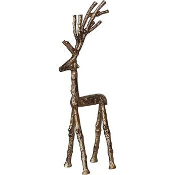 Creative Co-Op Cast Aluminum Twig Deer Decor, Antique Gold Finish | Amazon (US)