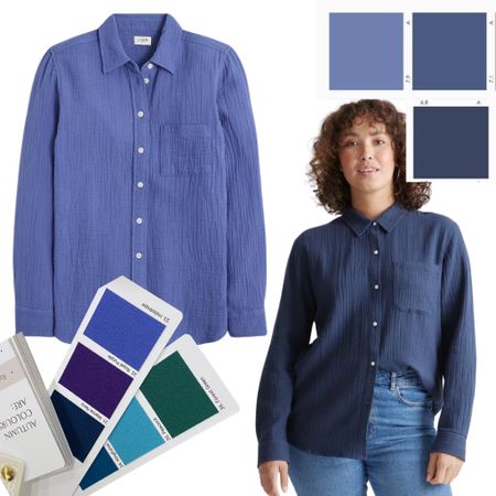 Gauze button-down in gorgeous springy color!
On the left: possible match for #hocautumn #heliotrope
On the right: possible match for TCI #softautumn
*Verify colors in person!*

#LTKstyletip #LTKfindsunder50 #LTKSeasonal