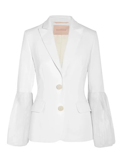 Roksanda - Alden Chiffon-trimmed Silk-blend Cady Blazer - Ivory | NET-A-PORTER (US)
