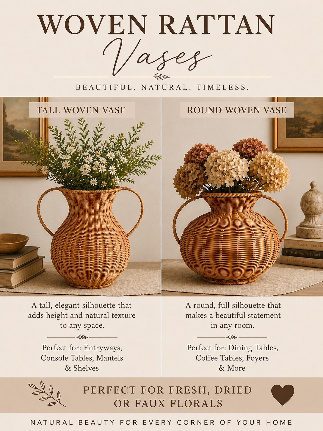 These are beautiful and very affordable. Perfect for Fall florals🤎🍂

Woven vase, rattan vase, boho vase, farmhouse vase, flower vase

#LTKstorytime #LTKSeasonal #LTKHome