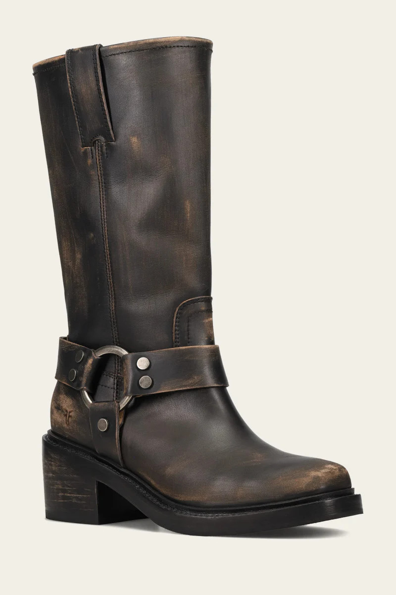 Women's Distressed Black Kate Harness Boot | The Frye Company | FRYE
