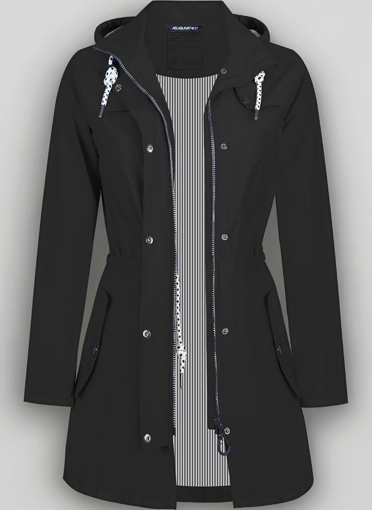 Regenjacke Damen Lang Wasserdicht Atmungsaktiv Regenmantel \u00dcbergangsjacke Kapuze Outdoor Jac... | Amazon (DE)