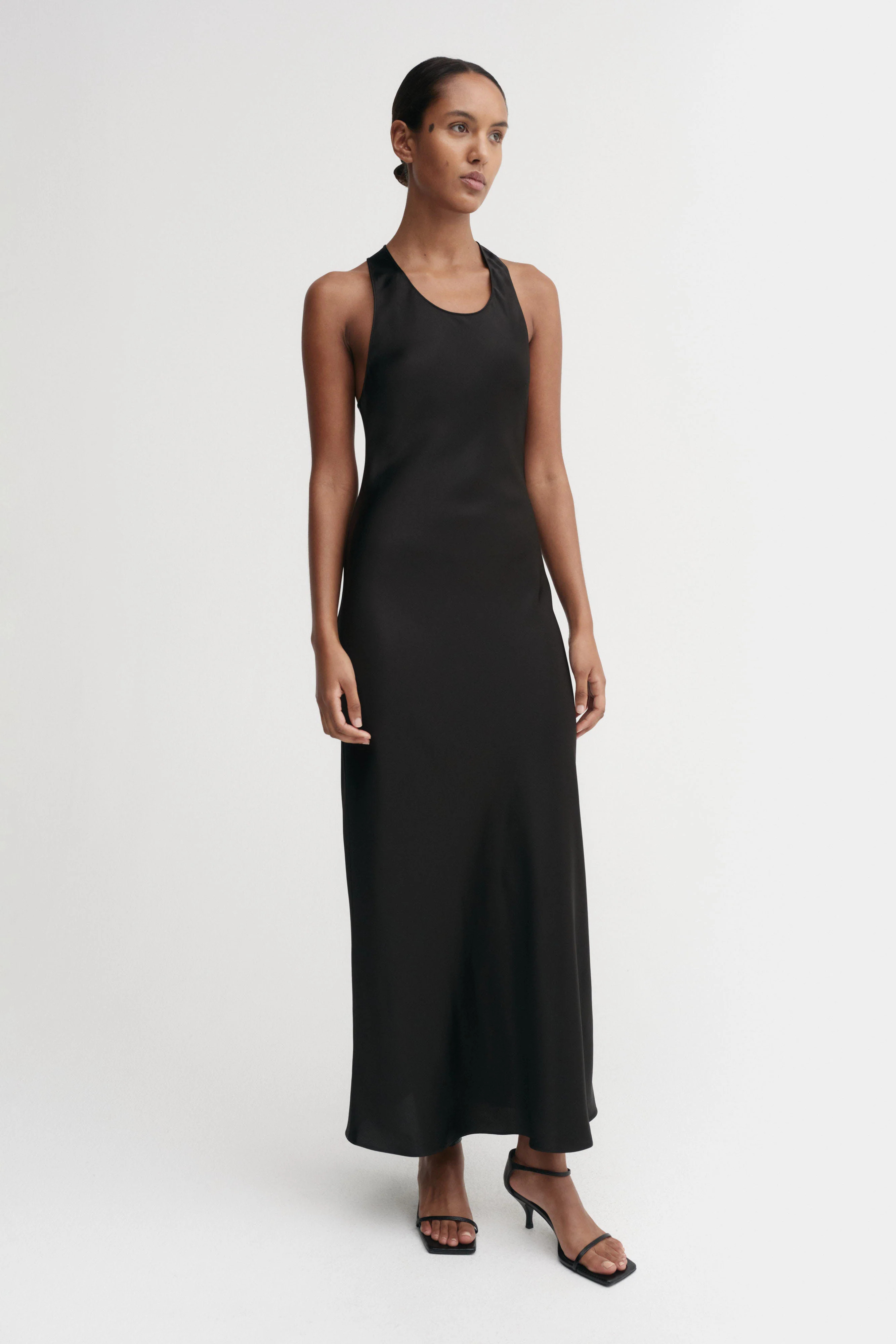 Zila Satin Dress, black | Almada Label