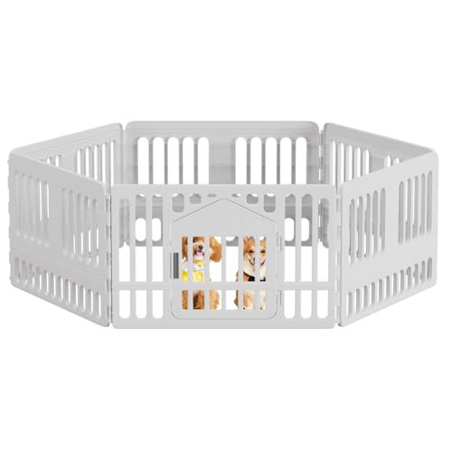 BestPet 24 Inch Dog Playpen, 6-Panel Plastic Pet Playpen with Door, Indoor Puppy Exercise Pen, Large Space Dog Fence for Small Medium Dogs, No Assembly Required, White | Amazon (US)
