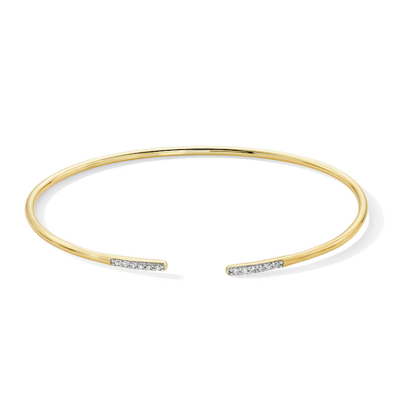 1/8 CT. T.W. Lab-Grown Diamond Cuff Bracelet in Hollow Sterling Silver with 18K Gold Plate (H/SI2... | Zales