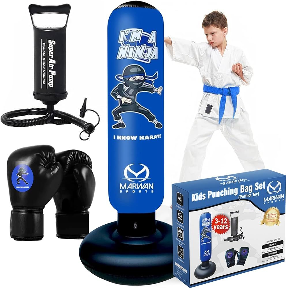 Marwan Sports Kids Punching Bag Toy Set, Inflatable Boxing Bag Toy for Boys Age 3-12, Ninja Toys ... | Amazon (US)